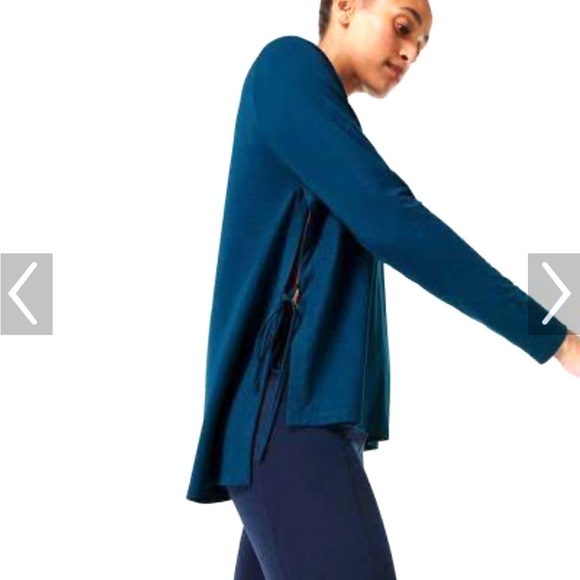 Sweaty Betty Women’s High Low Side Tie Yoga Top Peacock Blue Size XL - Picture 2 of 8